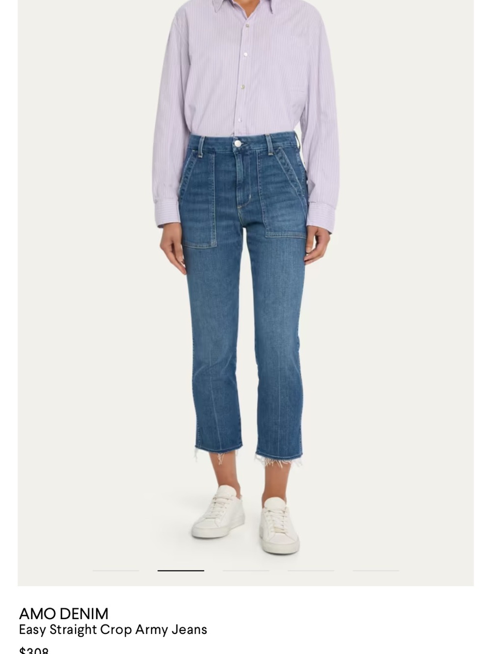 $308 AMO 29 Easy Straight Crop Army Jeans